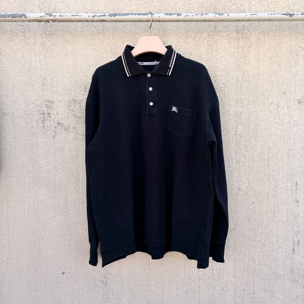 버버리 블루라벨 원포켓 기마병자수 PK카라 롱슬리브(L)