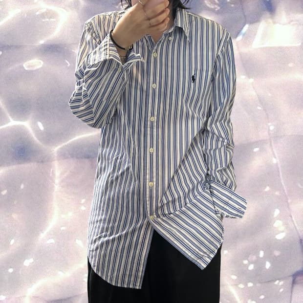 폴로 랄프로렌 스트라이프 셔츠 스카이 블루 M 