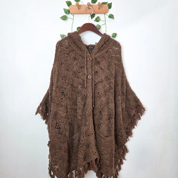 초코 브라운 케이프 가디건