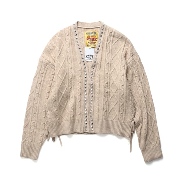 HYSTERIC GLAMOUR Stud Cable Cardigan