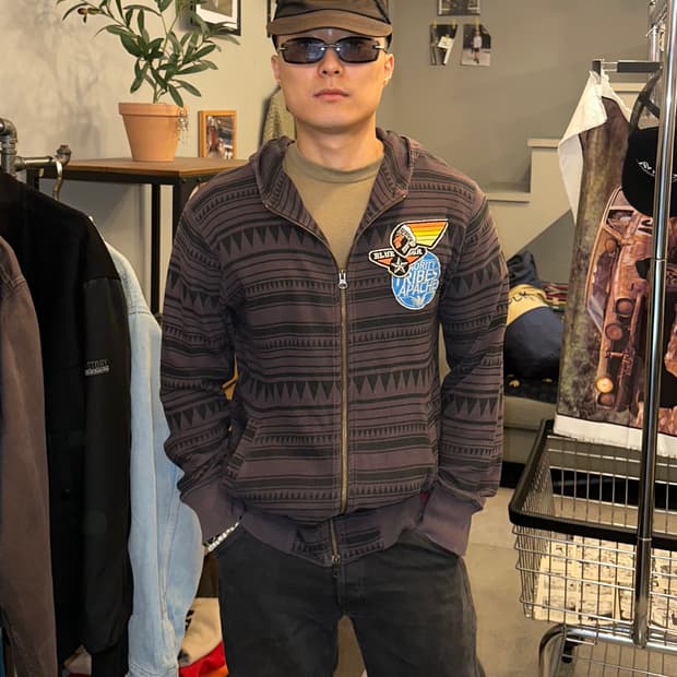 Geronimo Indian aztec hood zip-up