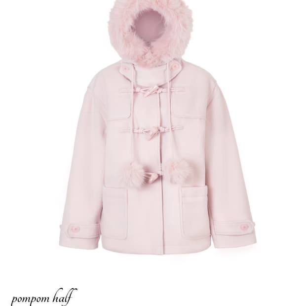 아이당 폼폼 하프 코트 새상품