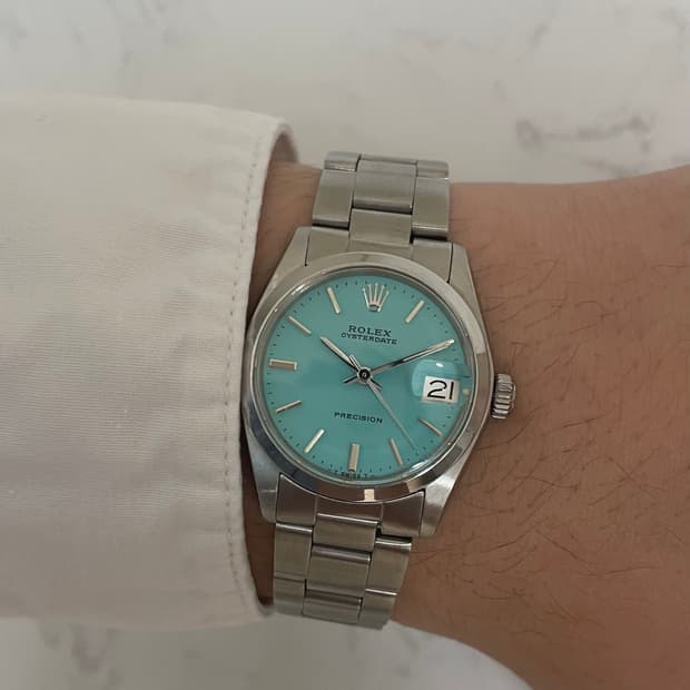롤렉스 오이스터데이트 6466 티파니블루 31mm 수동 빈티지 시계