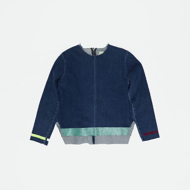 ARIES denim glitter top