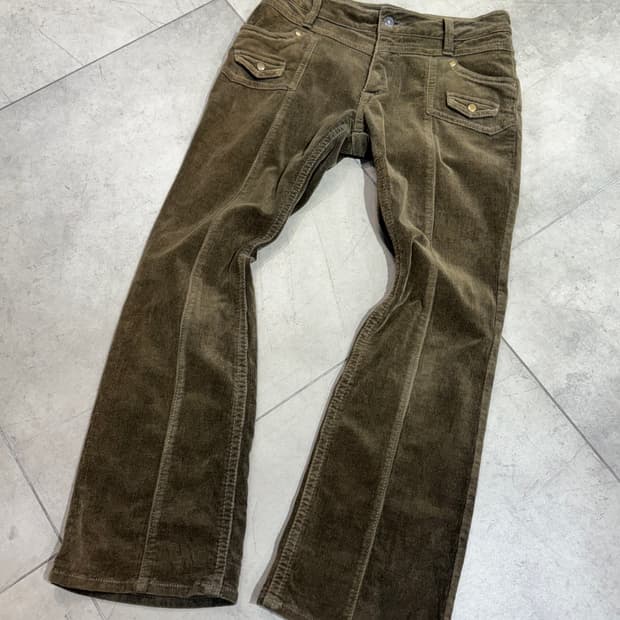 브라운 코듀로이 세미 부츠컷 팬츠