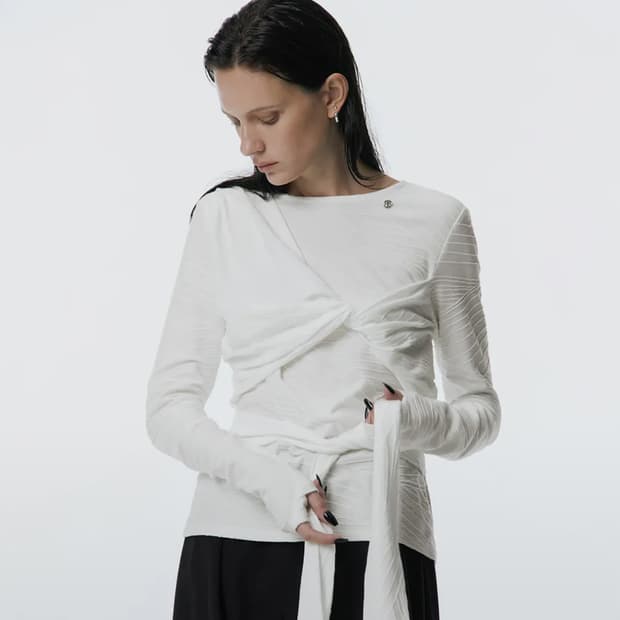 트리밍버드 Tie Twist Long Sleeve [ White ]