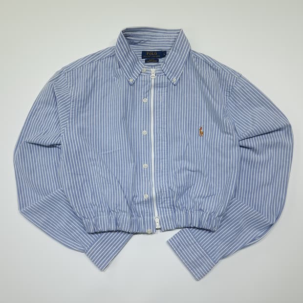 CL990 폴로 스트레치옥스포드 클래식블루 스트라이프 크롭셔츠