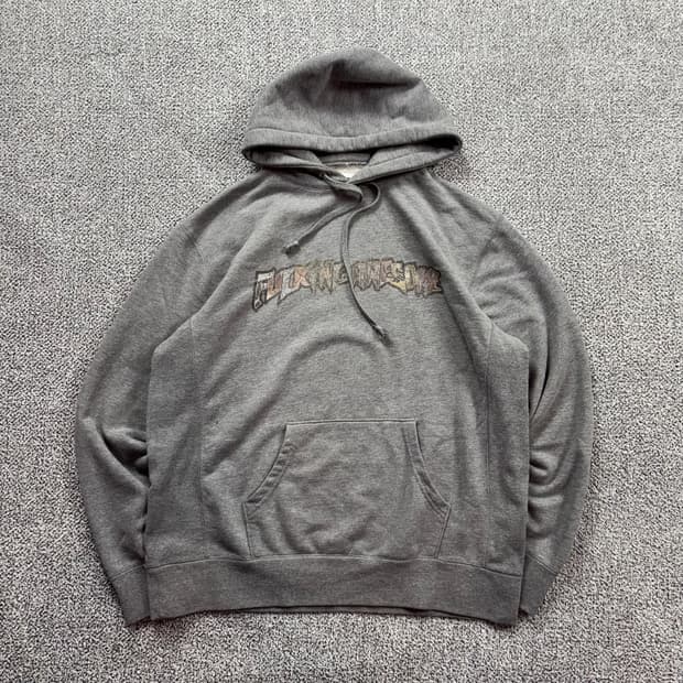 퍼킹어썸 빅로고 그레이 후드티