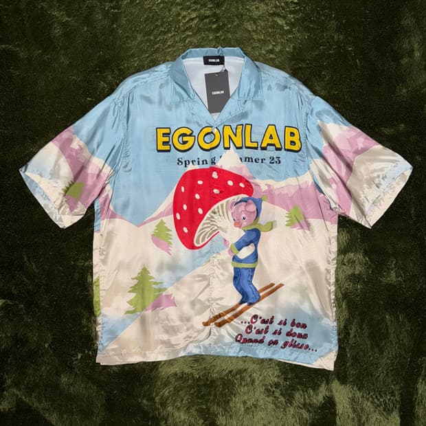 [M] EGON LAB 에곤랩 비스코스 피기 프린트 릴렉스 핏 섬머 셔츠