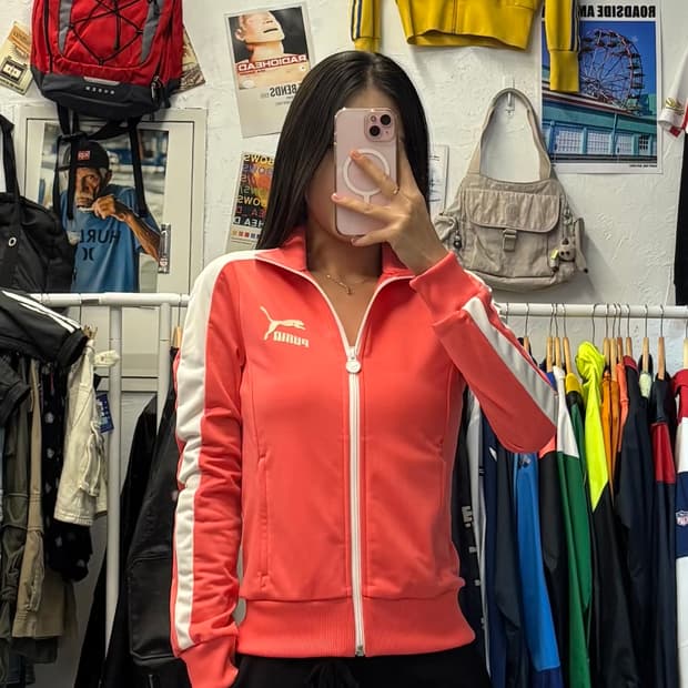 Puma 푸마 핑크 로고 트랙탑 져지 S
