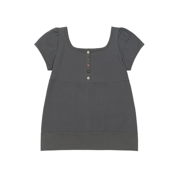 오헤시오 SQUARE NECK JERSEY BLOUSE, CHARC