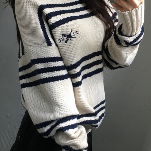 Polo 폴로 랄프로렌 90’s RLPC로고 단가라 보트넥 코튼 니트