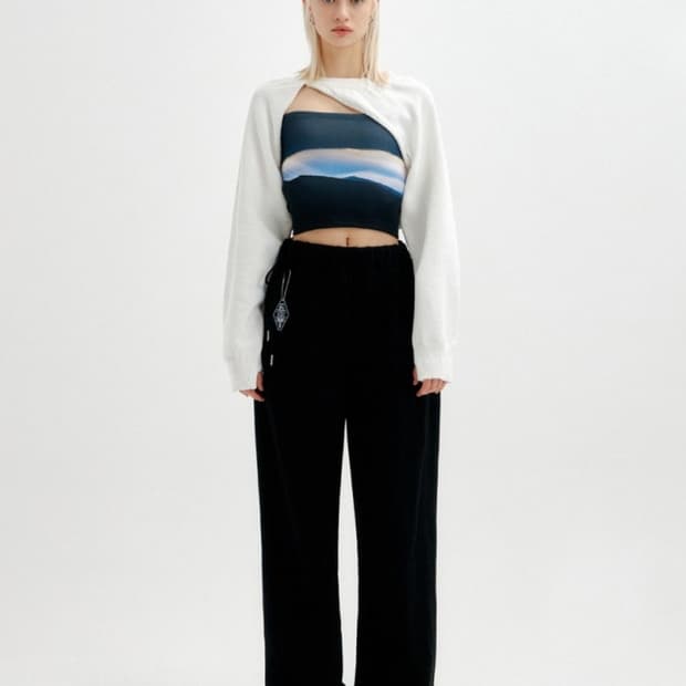 유즈 울&캐시미어 볼레로 니트탑 free