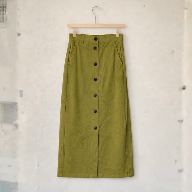 Olive Button Long Skirt
