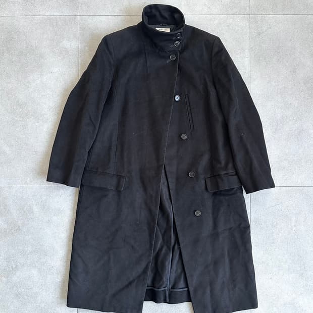 헬무트랭 2000s 친츠 몰스킨 하이넥 코트