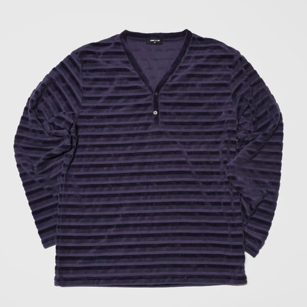 [JPN] Deep Purple Velour Striped Top