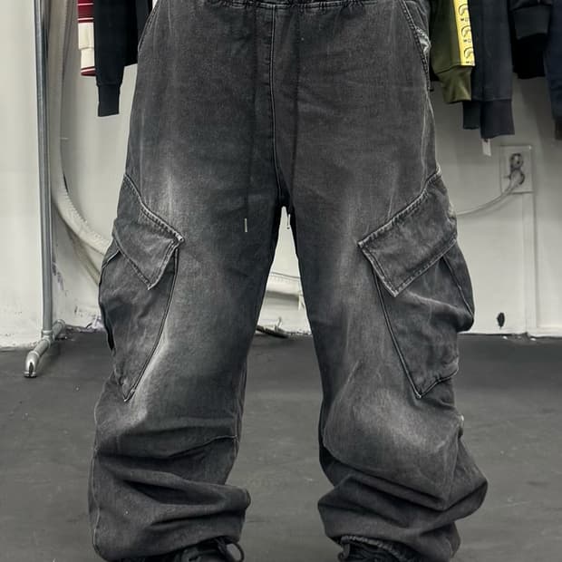 VTG 밴딩 데님 카고팬츠