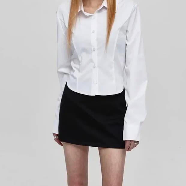 블랙업 샤큰 베이직 셔츠 화이트