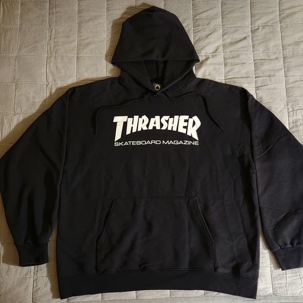 트레셔 화이트 로고 후드티 L