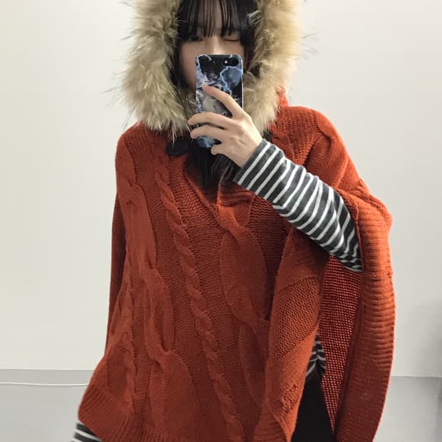 Any Fam Hooded Fur Cape