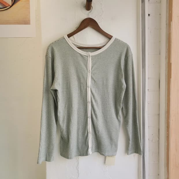 Dearful 스냅버튼 와플 가디건