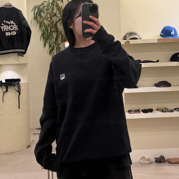 메종키츠네 폭스헤드 블랙 스웻 셔츠 U590