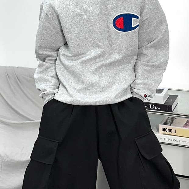 챔피온 어센틱 빅로고 그레이 맨투맨 M