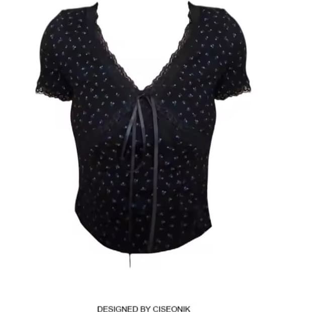 브이넥 플라워 탑