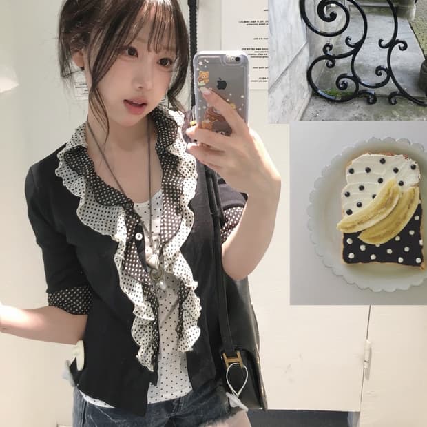 빈티지 y2k 도트 데님 코디세트