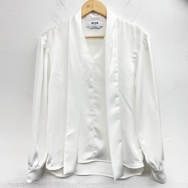 MSGM 실크 타이 화이트 블라우스