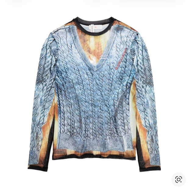 에이치앤엠 x 글렌 마틴스 프린트 메쉬 탑 블루