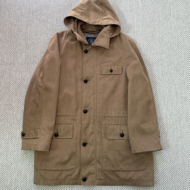 제이프레스 베이지 발마칸 후드 코트 