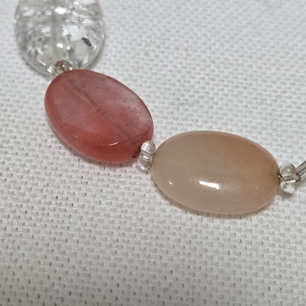 빈티지 믹스 원석 팔찌 크랙수정 로즈톤 내포수정 포인트