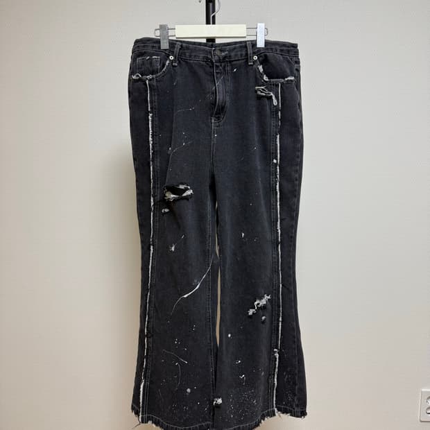 빈티지 와이드 플레어 블랙진