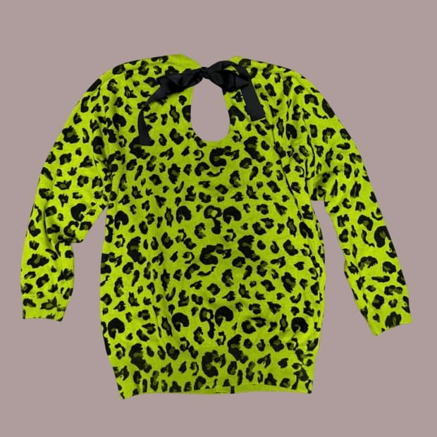 네온그린 치타 가디건