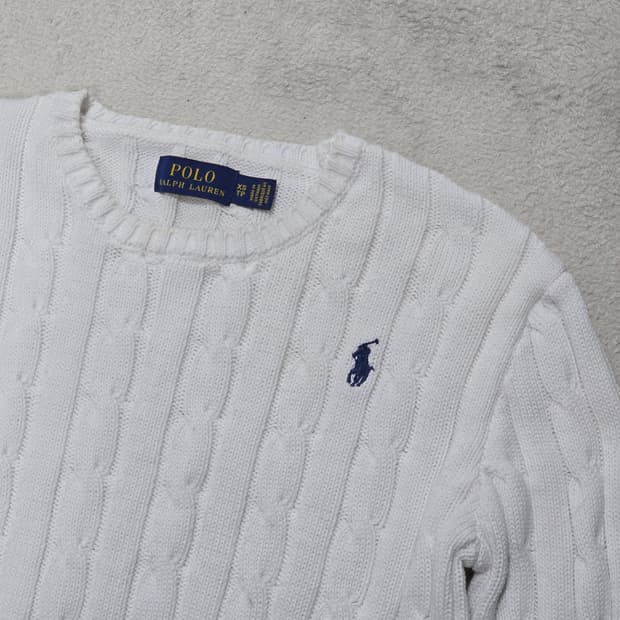 폴로랄프로렌 케이블 니트 화이트 XS