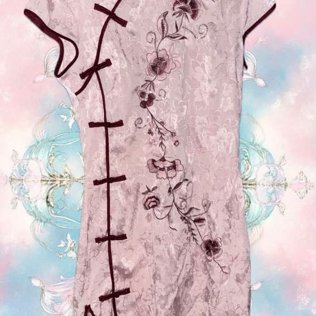 빈티지 중티 플라워 자수 차이나 동양풍 오리엔탈 치파오