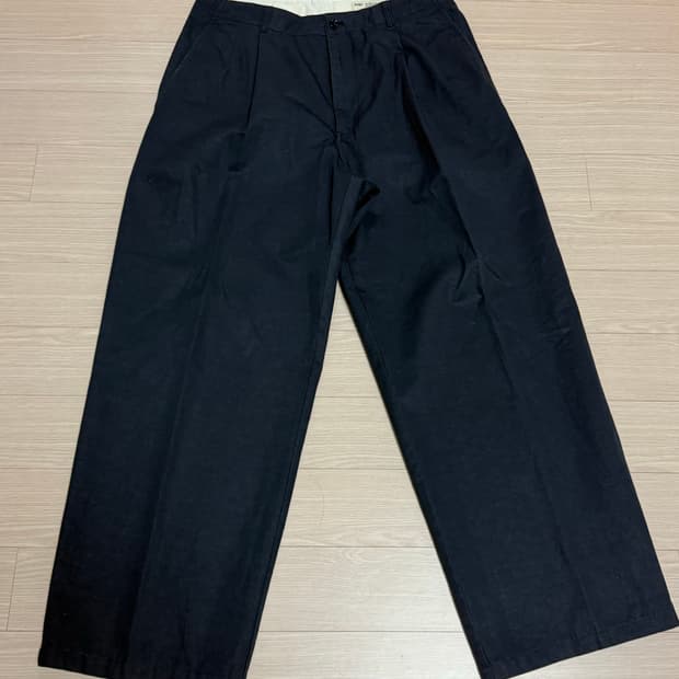 포터리 코튼 리넨 와이드 팬츠 네이비 3