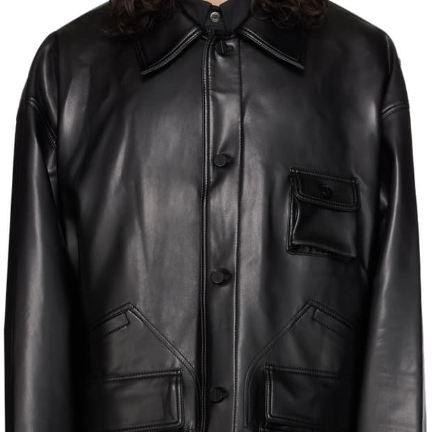 우영미 하드웨이 블랙 페이스 레더 자켓