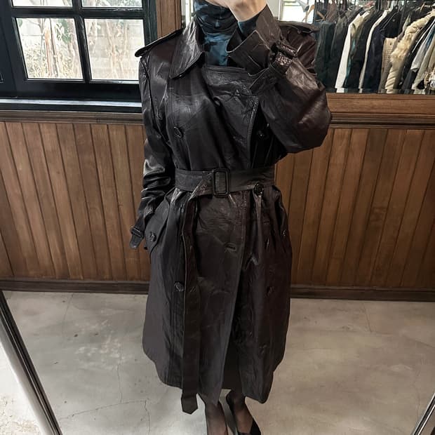 JPV brown leather trench coat