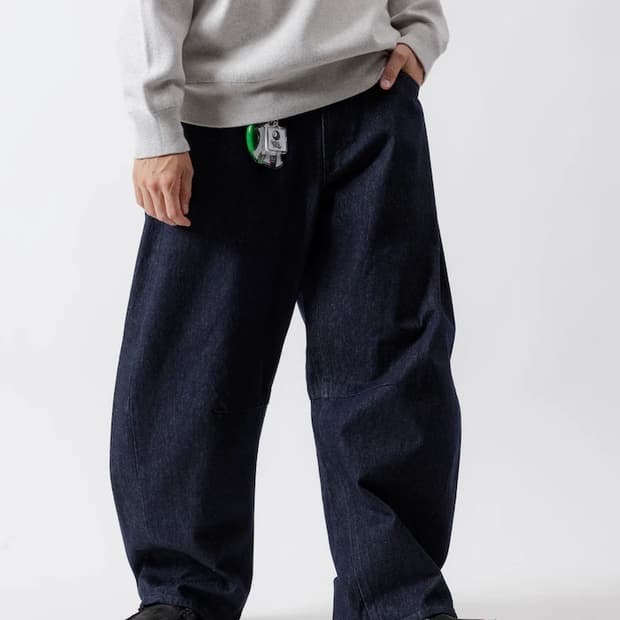 프릭스 스토어 와이드 실루엣 커브 데님 팬츠 원 워시