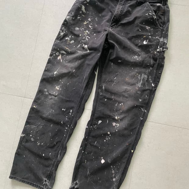 빈티지 칼하트 싱글니 카펜터 블랙 페인트 B11 BLK 34X32