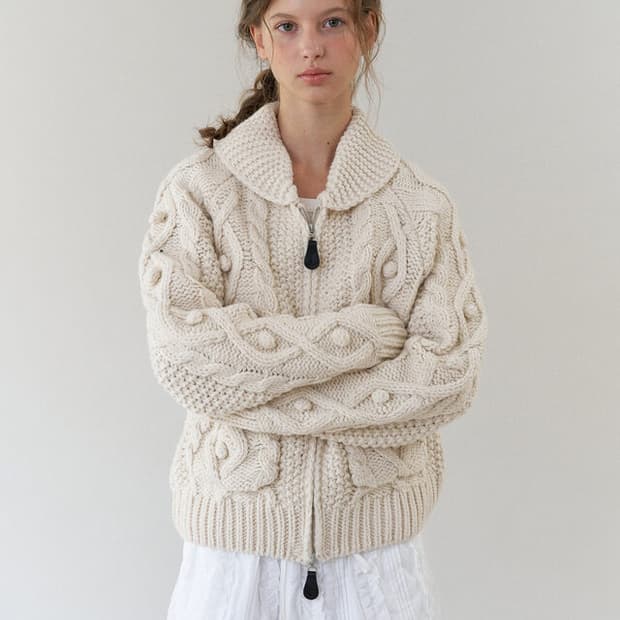 (새상품급) 헤더먼트 벨 가디건 크림