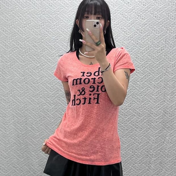 아베크롬비 빈티지 Y2K 레트로 갸루 코랄핑크 반팔티 S C13836