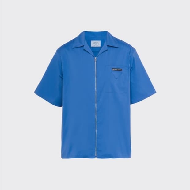 [L] 프라다 스트레치 코튼 볼링 나일론 셔츠