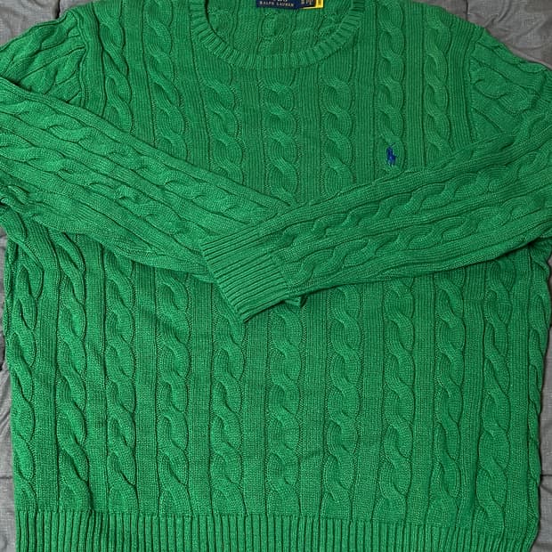 폴로 코튼 케이블니트 xl 녹색