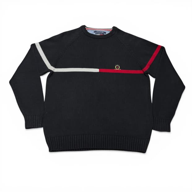 M 타미힐피거 블랙 면 니트