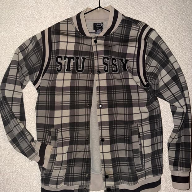 Stussy check cotton varsity jacket