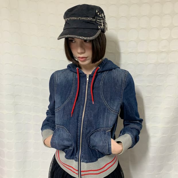 Armani Exchange 데님 후드 자켓 