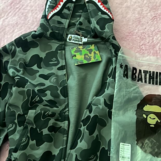 베이프 ABC 카모 풀집업 샤크후드 블랙